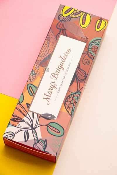 Colorful product packaging with 'Mary's Bras' branding on a pink and yellow background